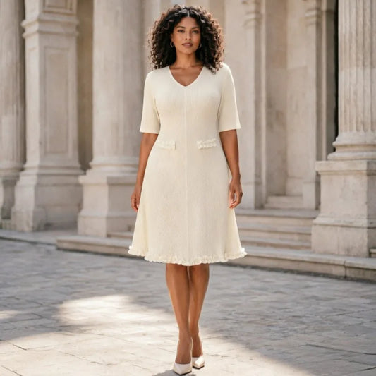 Miyake Pleated Dresses 2026 New Elegant V-Neck Fashion Plus Size Elastic European Women's Elegant Ball Gown Knee-Length Dress