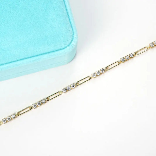 Bracelet Moissanite 3MM pour Femmes en Argent Sterling 925, Chaîne Réglable, Bijoux de Luxe Tendance avec Certificat