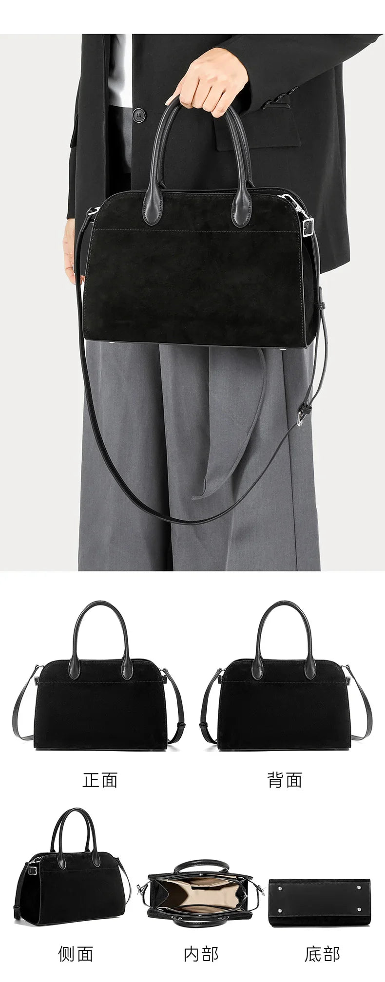 2026 Fall Winter Suede Leather Spacious Crossbody Tote Bag Simple Commuting Handheld Single Shoulder Bag Premium Women's Handbag