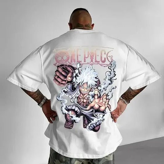 ONE PIECE Japanese Anime Men's T-shirt Monkey D. Luffy Summer Cotton Boy Children's Parent-child Clothing Harajuku Short Sleeve