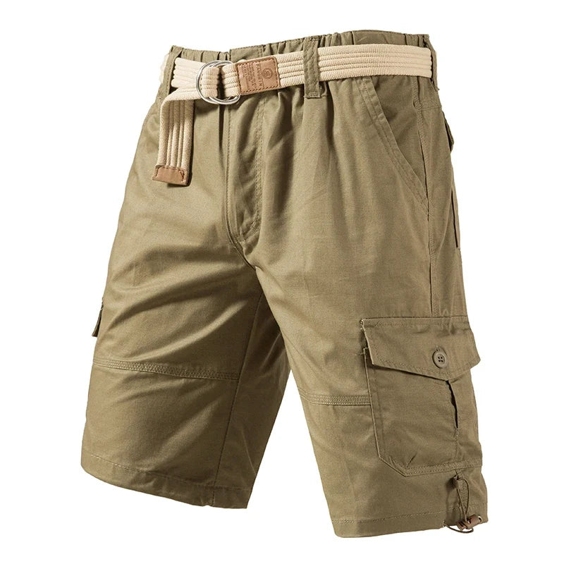 Mens Casual Cotton Shorts Hiking Cargo Shorts Relaxed Fit Streetwear Running Shorts Elastic Waist Short