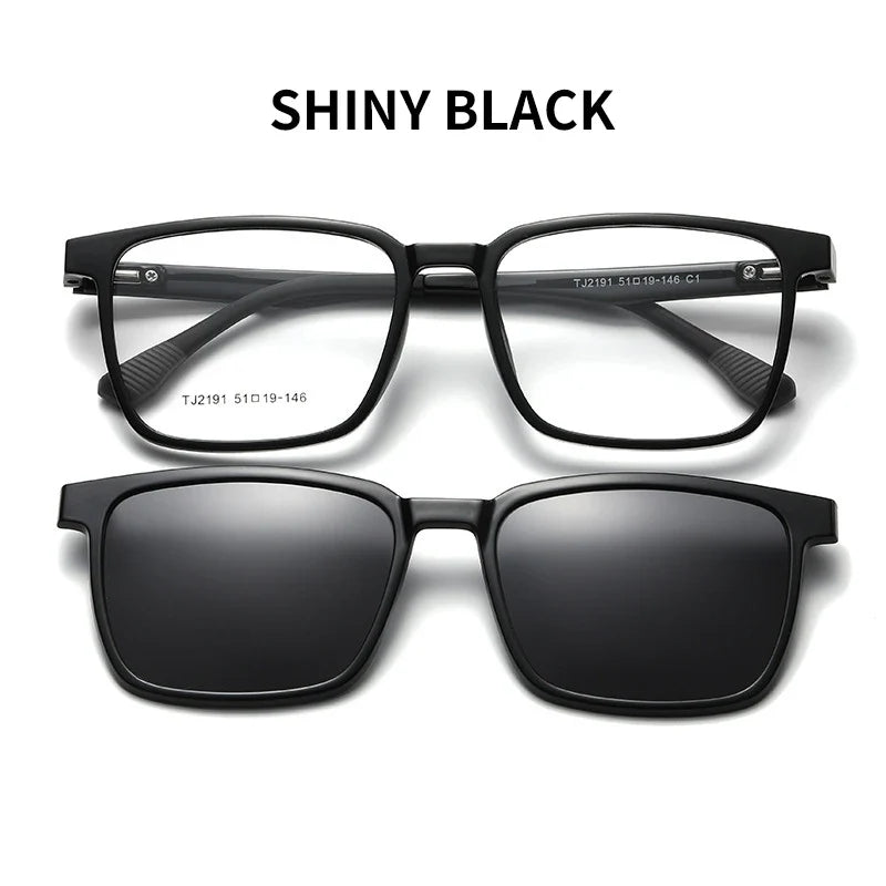 Flip-up Magnetic Clip-on Prescription Glasses Men Women TR90 Polarised Myopia Sunglasses Night Vision Reading Glasses 2191