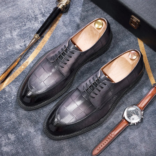 Luxury Man Dress Shoes Increased Height Oxfords Shoe Genuine Cowhide Leather Crocodile Pattern Elegant Wedding Male Footwear
