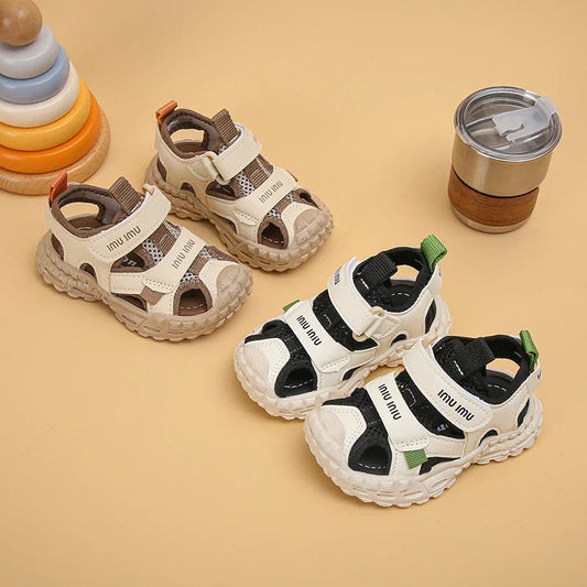 2026 New Summer Children Sandals For Boys Mesh Breathable Kids Sport Shoes Soft Sole Fashion Toddler Boys Beach Sandals EU21-30