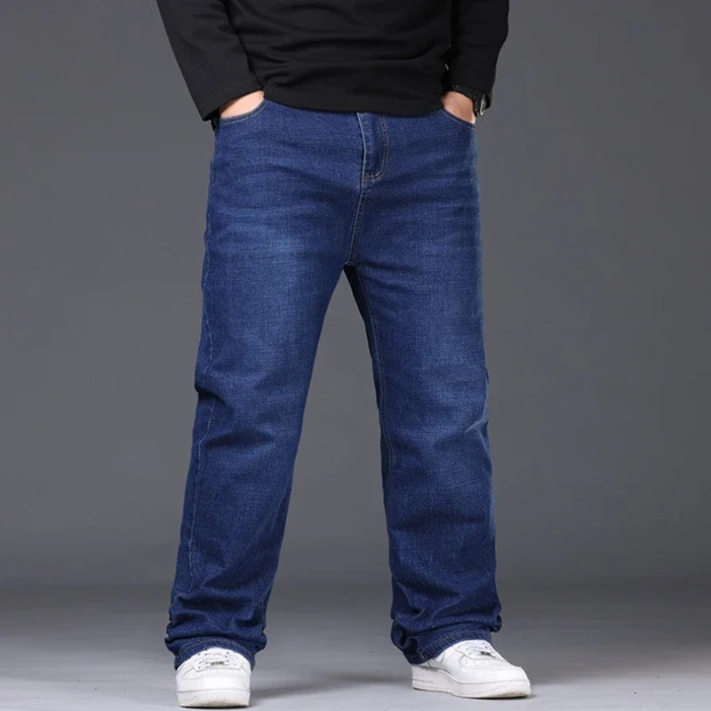Plus Size Men's Jeans 42-50 High Stretch Denim Fabric Large Size Pants for 45-150kg Jeans Hombre Wide Leg Jeans Pantalon Homme