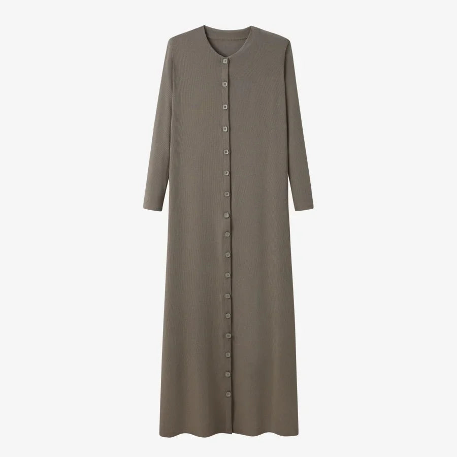 AS AW25 ribbing maxi dress woman fashion V neck comfortable button dress