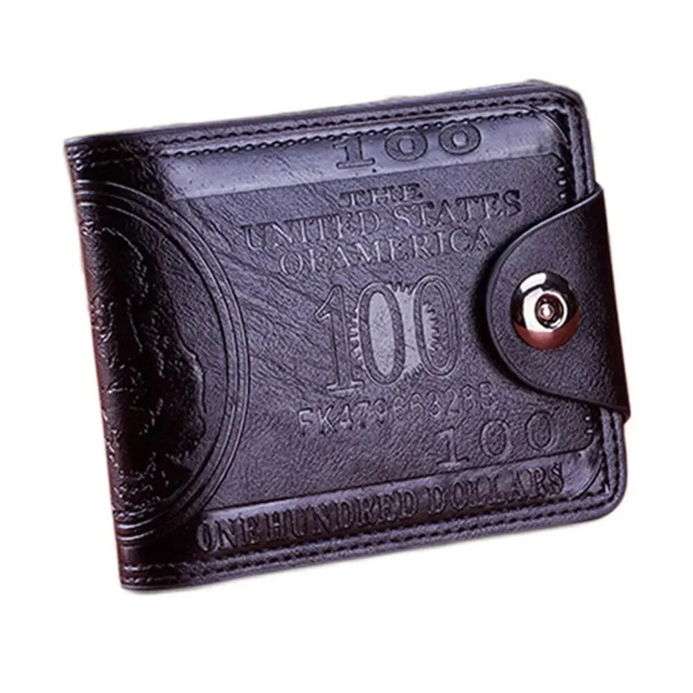 Men's Wallets With 100 US Dollar Pattern Wallet Male Leather Wallet Photo Card Holder Fashion Large Capacity Wallet Purse Bag
