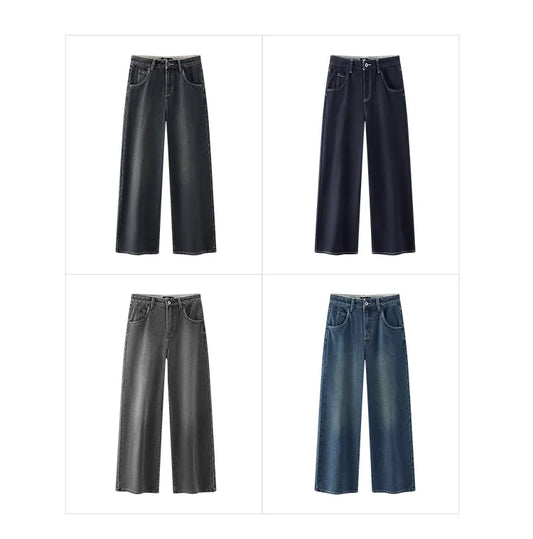 Semir Jeans Women Wide Leg Fleece Lined Comfortable High Waist Winter 2025 New Floor-Length Pants with Leg-Elongating Effect