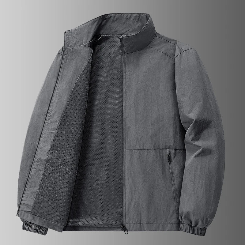 Autumn Breathable New Men's Jackets Outdoor Sports Loose Korean Casual Coat Man Stand Up Collar Classic Solid Color Windbreaker