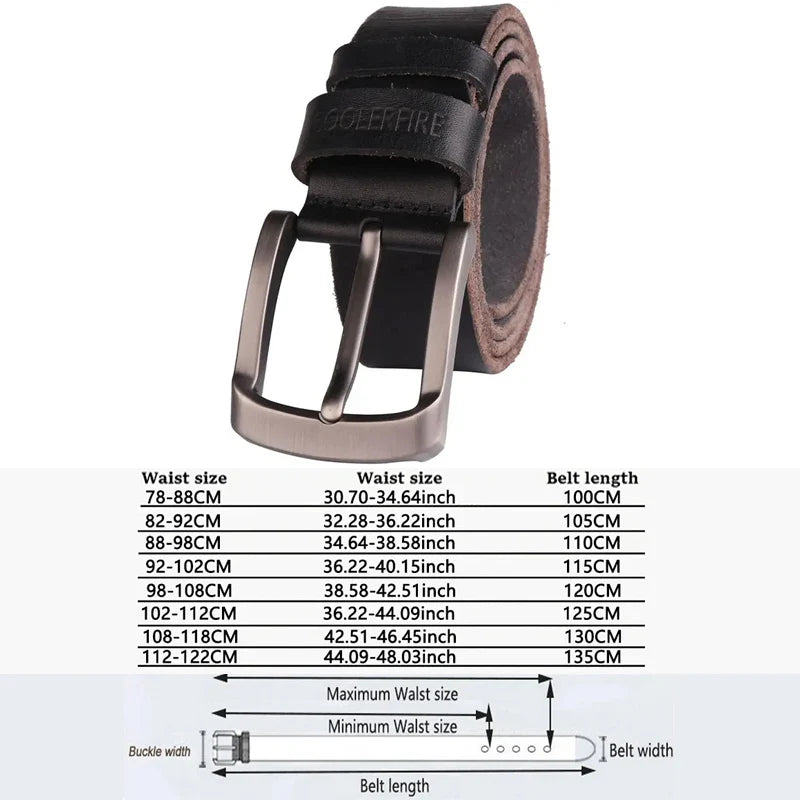 Genuine Leather Belt For Man 100% Real Genuine Cowskin Top Layer Leather Men Belts Designer Fashion High Quality Waistband TM053