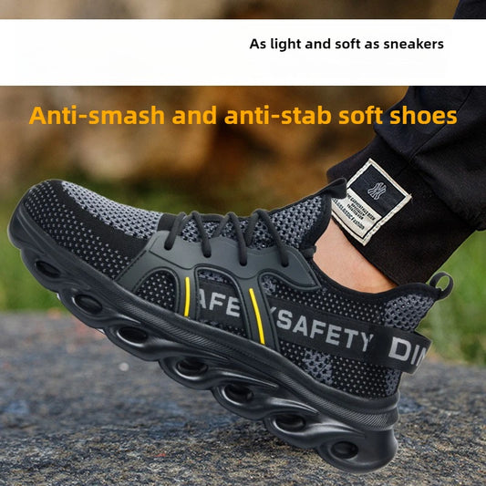 summer safety shoes lightweight work shoes with plastic toe comfortable work sneakers men anti-puncture breathable safety boots