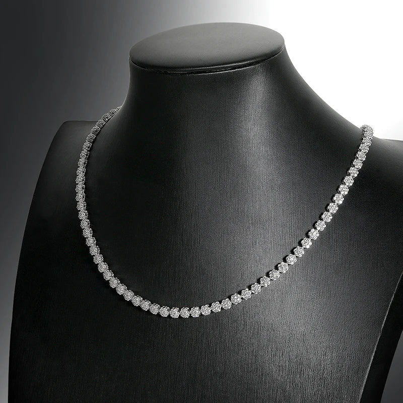 7.5 - 12.81ct D VVS1 Moissanite Tennis Necklaces for Women GRA Certified 925 Sterling Silver Plated 18k Flower Necklace