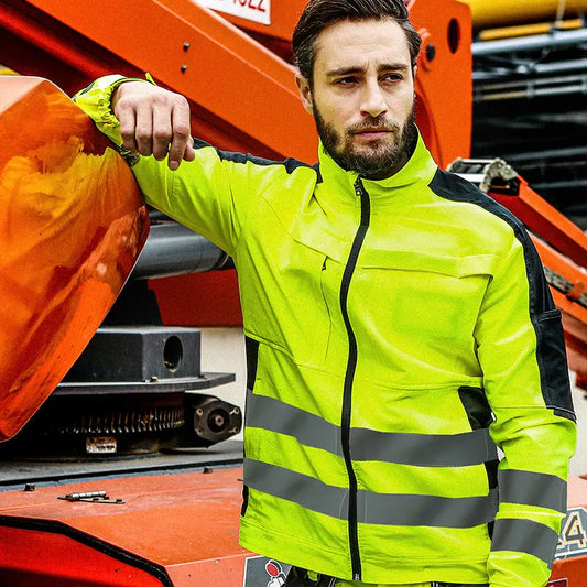 Men's Workwear Suit Work Suit Fluorescent Yellow Work Jacket and Pants Set with Multi Pockets Work Wear