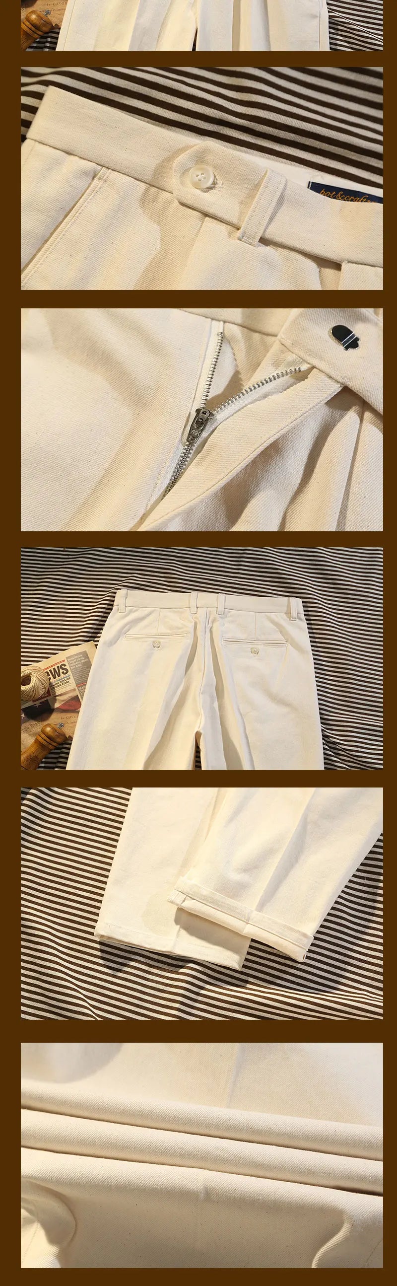 American Retro Lvy Ivy Loose Wide Leg Pants Men's Cotton Straight Leg Casual Pants 9-Inch Pants Can Be Customized