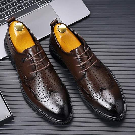 Handmade Men's Oxford Shoes designer Brogue Men Leather Shoes Luxury Fashion Wedding Shoe Business Office Men's Shoes Size 38-44