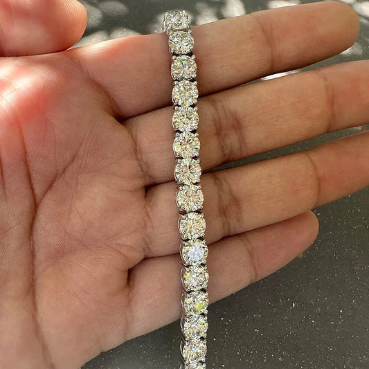 Bracelet de tennis 8 mm gros diamant moissanite pour femmes hommes, plaqué argent S925 or jaune/blanc 18 carats, avec certificats