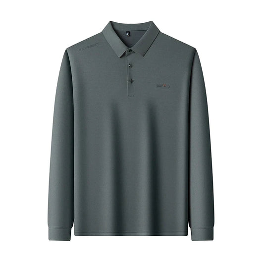 Original Design Men's Polo Shirt Lapel Long Sleeve T-Shirt Autumn New Letter Print Wrinkle-Free Fashion Business Casual Menswear