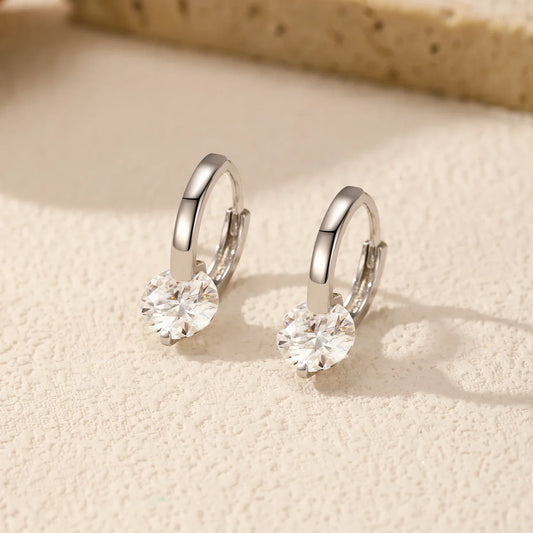 1.0CT D Color Moissanite Hoop Earrings 925 Sterling Silver Luxury Buckle Earrings For Women Wedding Fine Jewelry Gifts