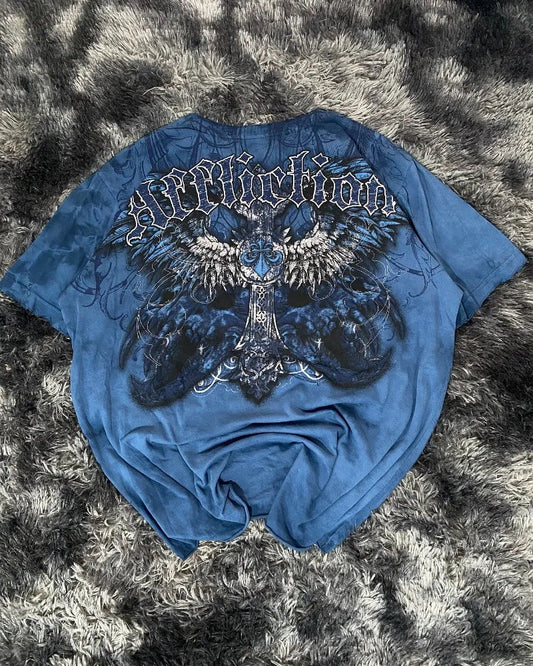 Summer New Fashion Oversized Printed T-shirt Men Y2K Harajuku Vintage Hip Hop Oversized Short-sleeved Gothic Shirt Men And Women