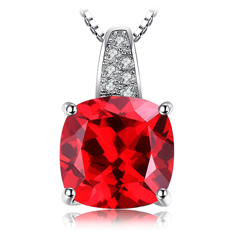 Simulated Nano Green Emerald Created Ruby 925 Sterling Silver Pendant Necklace Women Gemstone Solitaire No Chain