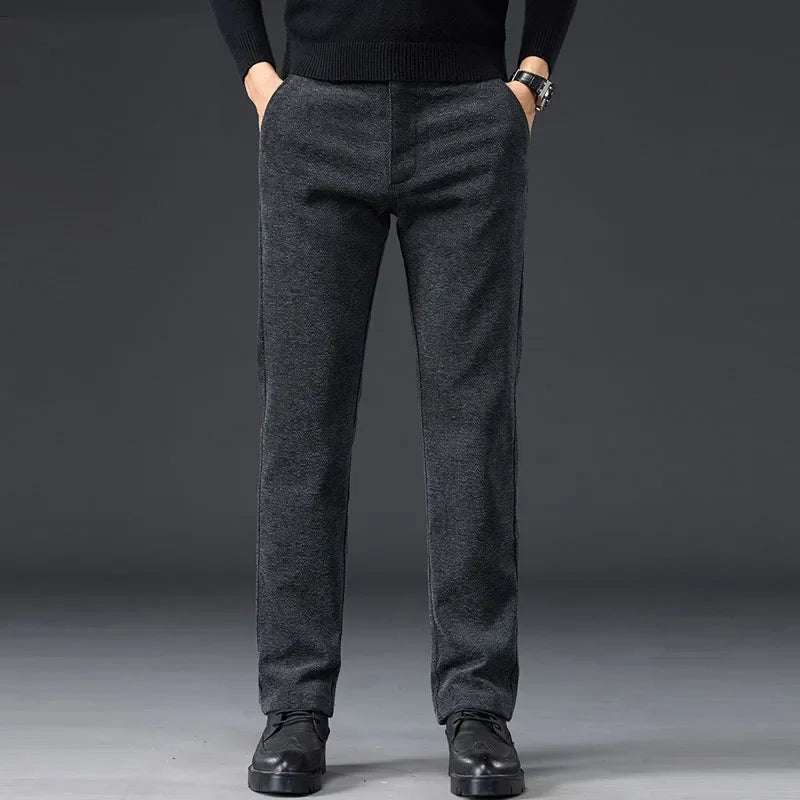 Men's Slim Fit Chenille Long Pants Advanced Business Casual Trousers Trend Autumn Comfortable Daily Wear Male Clothing