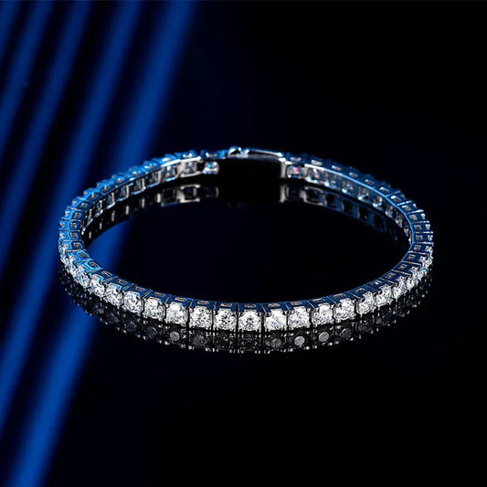 Véritable bracelet de tennis en moissanite complète GRA certifié, couleur D, 3 mm, 0,1 carat, pour femmes, en argent S925, diamant, bracelets à maillons de 14-23 cm