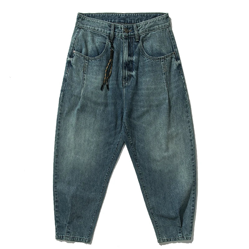 American Vintage High Quality Denim Cargo Pants Men Clothing Streetwear Loose Skate Jeans Harajuku Casual Harem Trousers Male