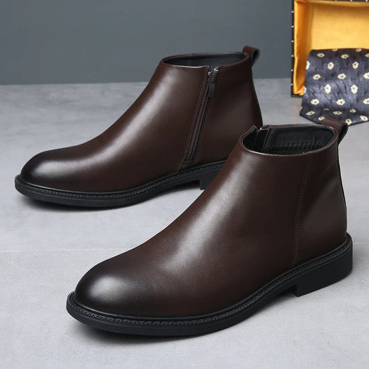 New Business Men's Short Boots Retro fashion minimalist style Outdoor leisure party office genuine leather adult quality shoes