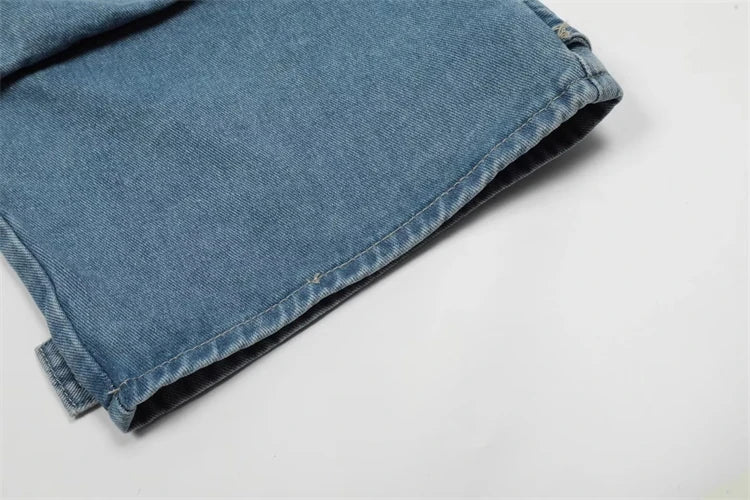 Y2K Cargo Jeans Women's Baggy Wide Leg Multi-Pocket Fashion Denim Pants Harajuku Streetwear Female Vintage Loose Casual Pants