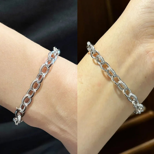 Bracelet chaîne à maillons crochets en diamant moissanite complet 1.2mm couleur D pour femme homme S925 certifié GRA bracelets de couple jonc