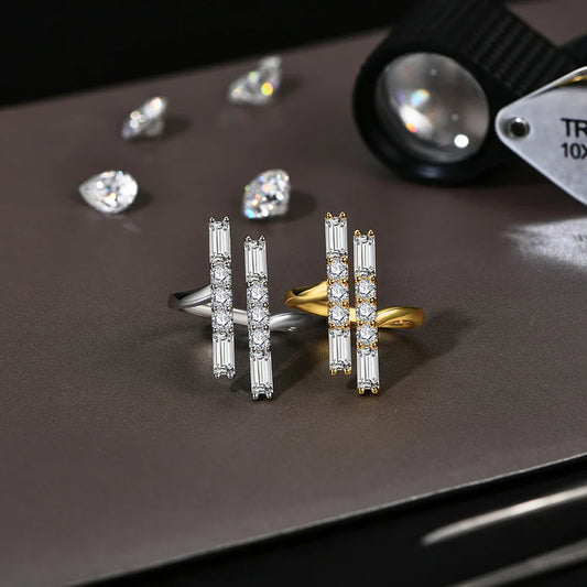 Bagues de Moissanite 3.0CT Couleur D VVS1 pour Femmes Bague Ajustable en Argent Sterling 925 Massif Bijoux Fins de Fiançailles et de Mariage