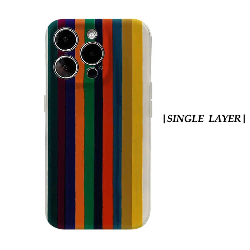 Cream Color StripesPhone Case for Magnetic for IPhone 17 16 15 14 13 Pro Max Plus Single Double-layer Tough Case