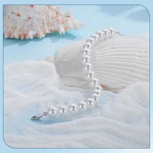 Bracelets en perles blanches pour femmes, bracelet à chaîne réglable en argent 925 avec fausses perles, bijoux de mariage de mariée