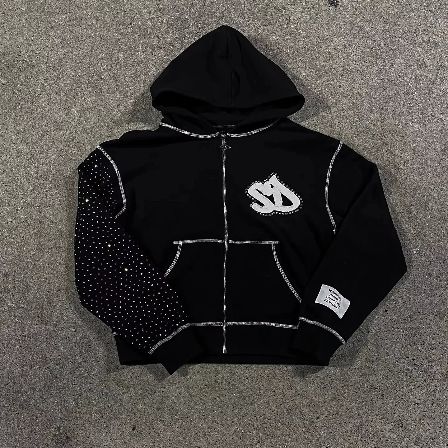 Mountainous Carving Harajuku Hoodie Y2K New Fleece Thickened Got Print Zipper Hoodie Women Street Hip Hop Joker Loose Sweatshirt