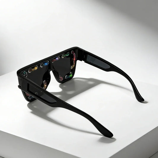 Y2K Oversized Square Sunglasses for Women Men Bling Rhinestone Decor Streewear Punk Statement Eyewear Trendy Fashion Shades