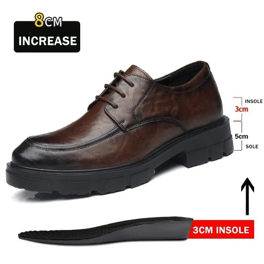 Men Dress Elevator Shoes Platform Breathable Lift Casual Business Luxury Genuine Leather Heightening Shoes5/8/10CM Taller Male