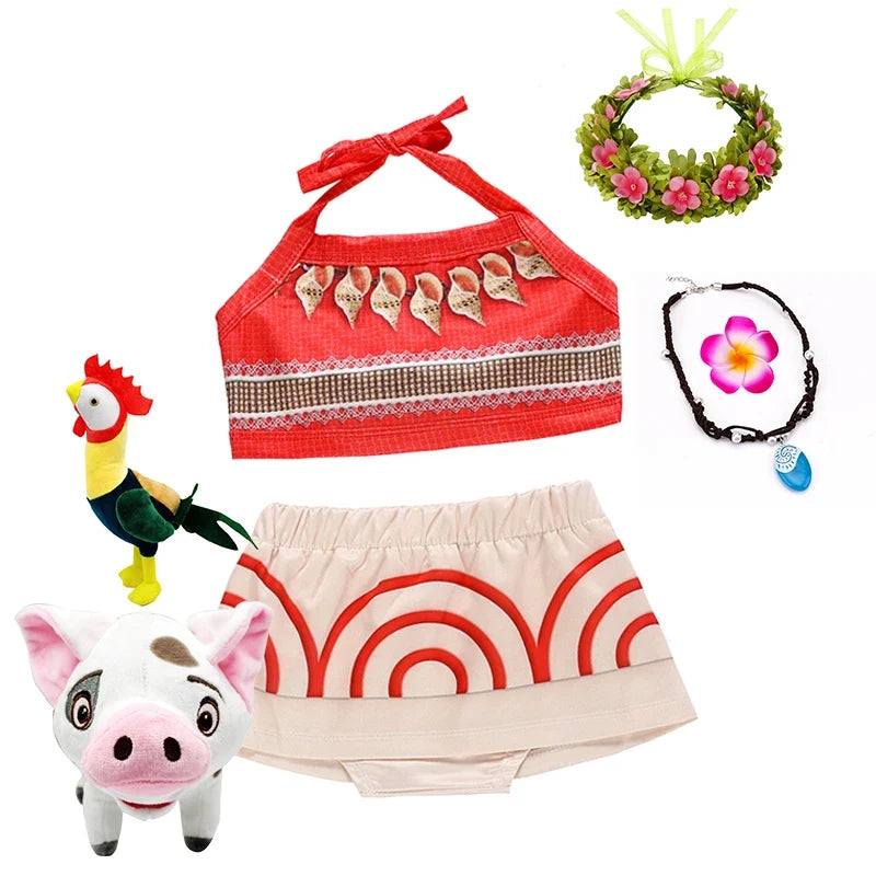 Moana Dress Costumes Cosplay Girl Dresses Anime Movie Moana Costume Halloween Costumes Gifts Kids Dress for Girls Outfit