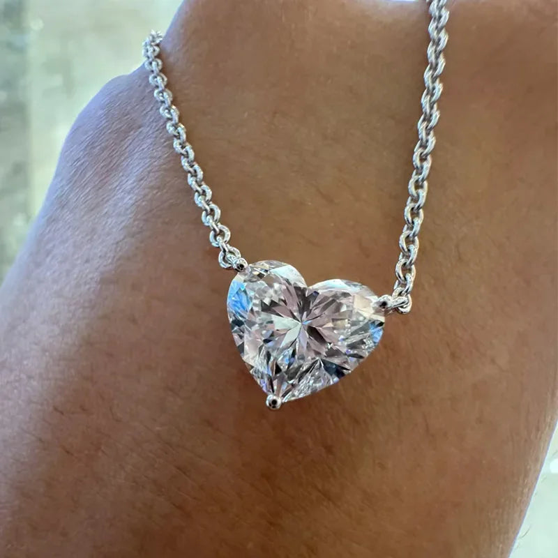1/2/3ct Heart Cut Moissanite Pendant Necklace S925 Pure Silver Plated 18K Gold Women Necklace jewelry Gift GRA Certified