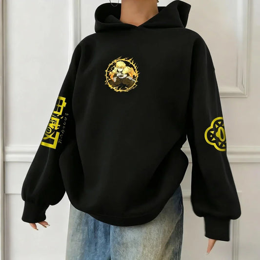 Demon Slayer Men's Women's Hoodie Sweatshirt Agatsuma Zenitsu Anime Spring Autumn Winter Boy Long-sleeved Parent-child Outfit