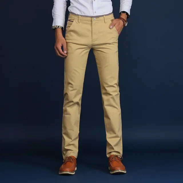 Classic Style Men Spring Summer Thin Casual Pants Fashion Business Cotton Solid Color Office Trousers High Quality Men Trousers