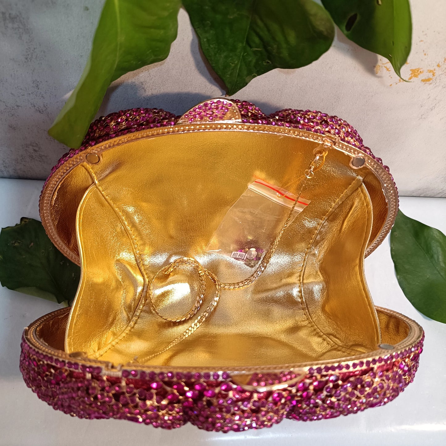 Lady Fushia Wedding Gems Evening Purses Women Luxury Hot Pink Crystal Clutch Purse Party Clutches Bridal Rhinestone Minaudiere