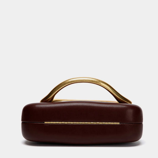 Classic round Box Handheld Dinner Bag Miniature Retro Metal Handle Chain Shoulder Strap Crossbody Bag Street Trend Hard PU Bag