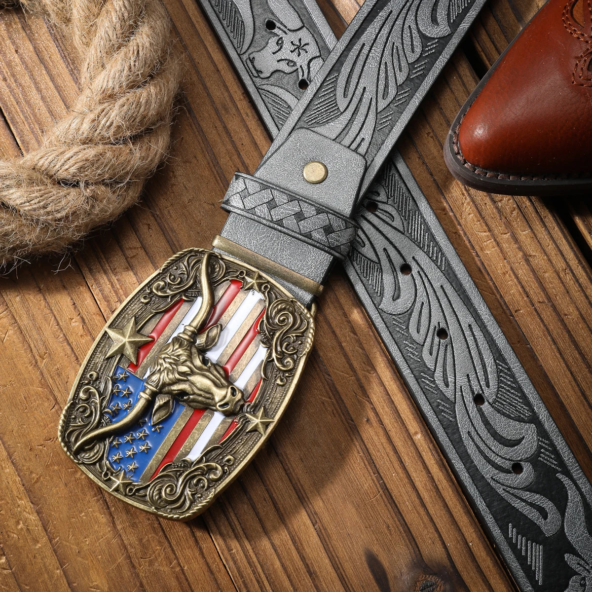 Vintage Meets Fashion! PU Alloy Buckle Belt, Suitable for Both Men and Women, to Create a Personalized Western Style
