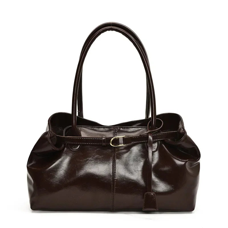 2025 New PU Leather Tote Bag Slouchy Hobo Handbag Fashion Shoulder Bag Large Top Handle Bag for Women Work Shopping Travel