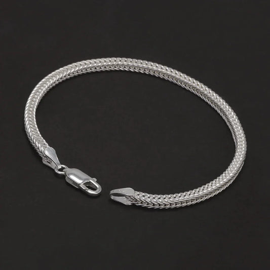 Bracelet chaîne queue de renard en argent sterling 925 de 2,8 mm pour hommes et femmes, bracelet classique poli, accessoires de bijoux tendance et simples