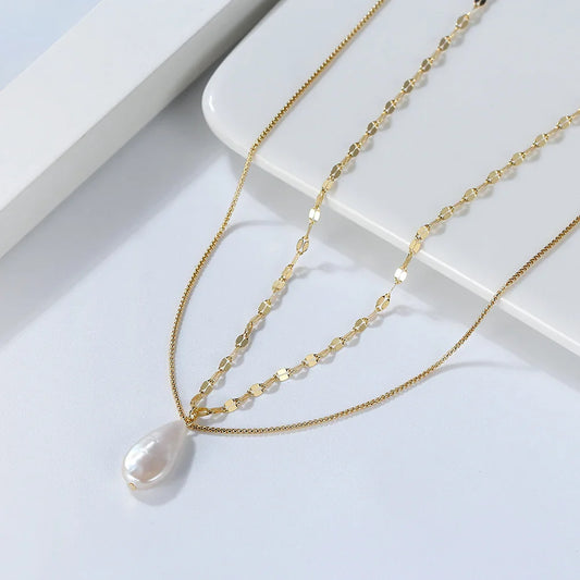 925 Sterling Silver Pearl Necklace with Irregular Real Natural Baroque Pearl for Women Necklace Jewelry GPN22