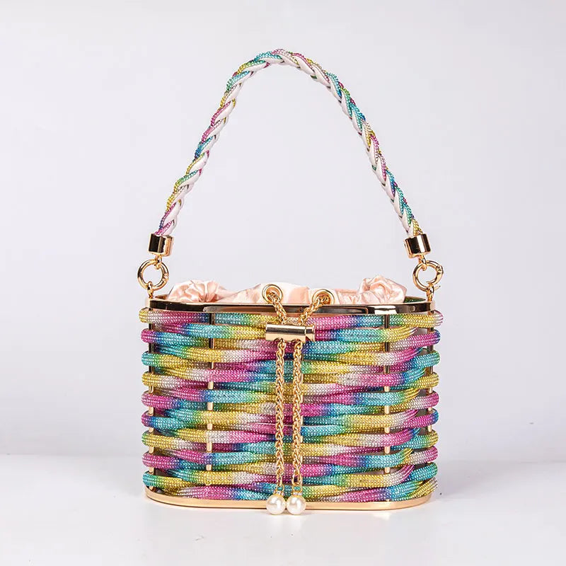 Handbag Shoulder Glitter Pearl Wedding Party Clutch Purse Diamonds Shiny Beading Evening Bag Crossbody Rhinestone Luxury Woman