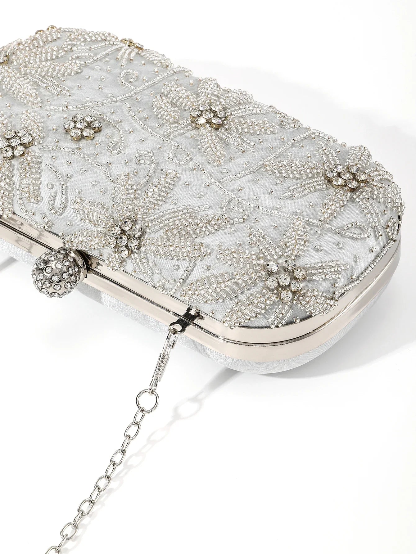 Gorgeous,fashion and shiny mini handmake diamond-studded rhinestones beaded flower pattern hand party wedding evening clutch bag