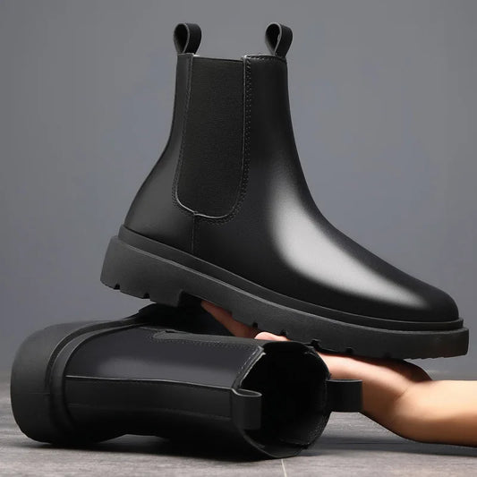 Men's Autumn Chelsea Boots Outdoor high top fashion shoes British style versatile mid top boot Casual comfortable male shoe
