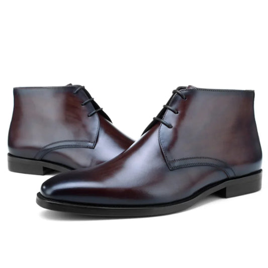 Calf Leather Men's Western Ankle Boots - Comfortable in Stock Chelsea Riding Boots for Men